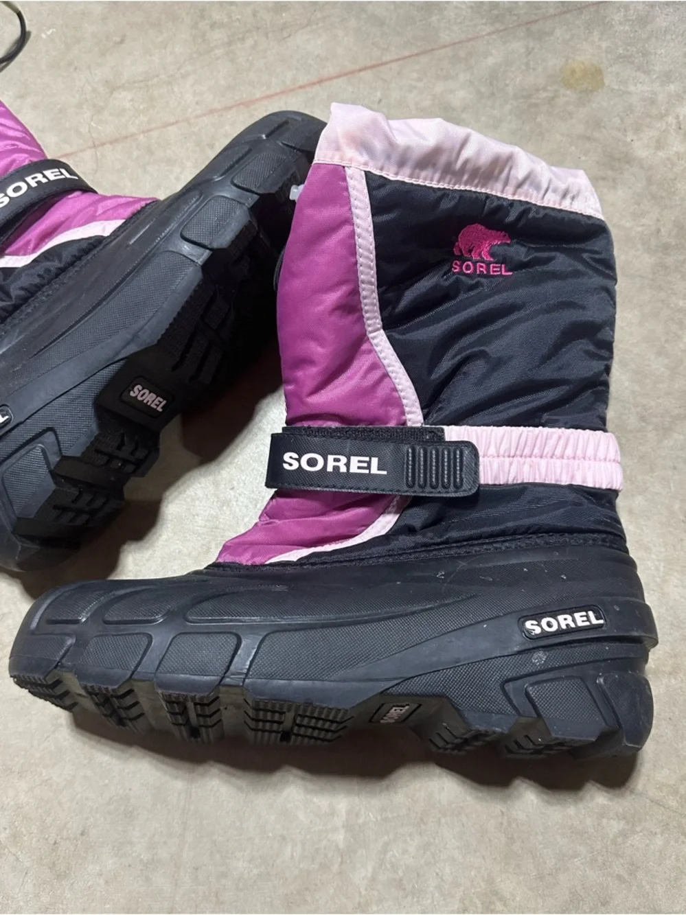 Sorel Flurry Kids Pink Black Snow Boots